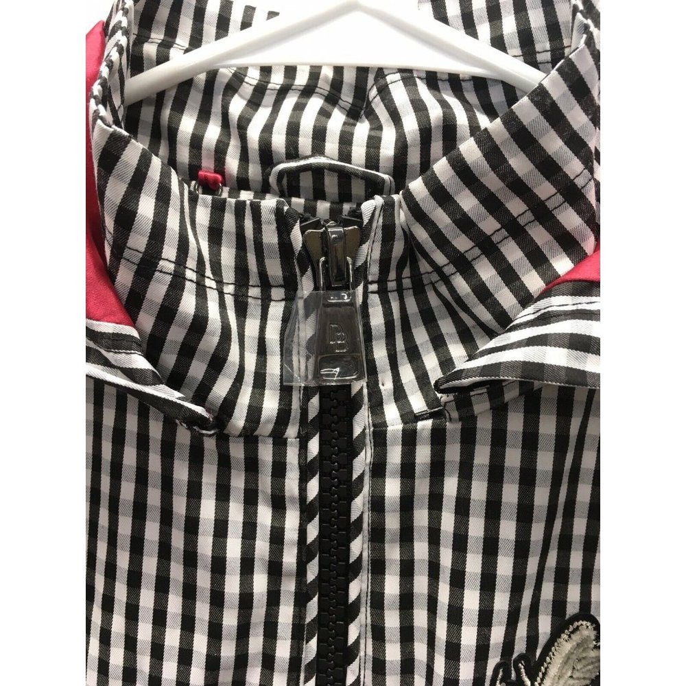 Dennis Basso Water Resistant Gingham Anorak Jacket Embellished Black White - Picture 6 of 11